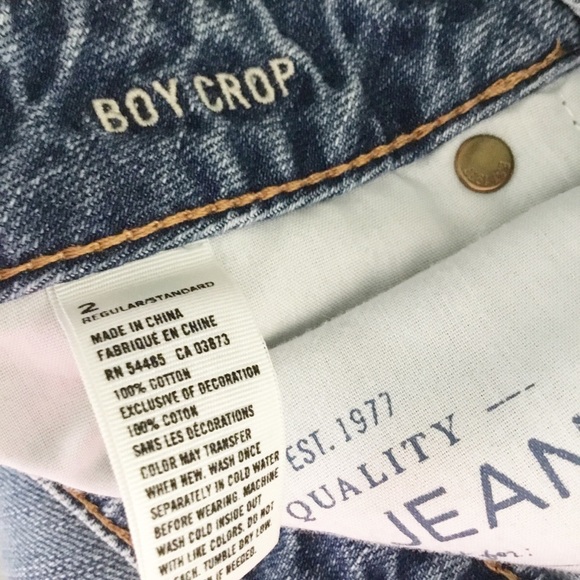 American Eagle Jeans Boy Crop Size 2 Regular Distressed Pants - Picture 6 of 6